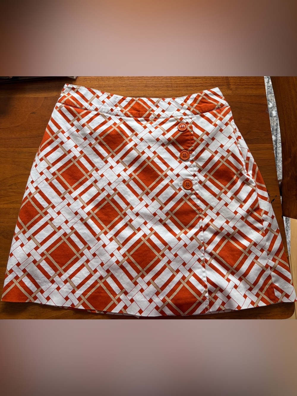 Greg Norman Orange White Lattice Print Golf Skort Size 6 EUC